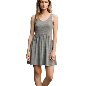 EVER NEW Silver Gray Sleeveless Lady Dress Summer Wear Crossed Back‎ Zipped sz 4
